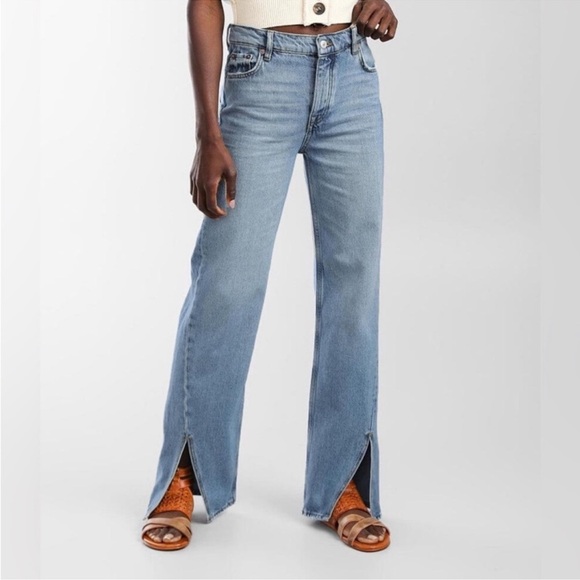 Free People We The Free Long Lines Slit Straight Jean Size 30